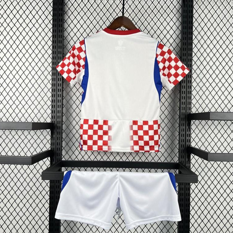 Croatia Home Jersey 2026/27 Kids Set back view with red and white checkerboard design