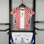 Croatia Home Jersey 2026/27 Kids Set front view with red and white checkerboard design