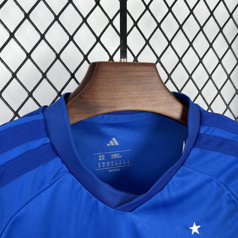 Cruzeiro Home Jersey 2026 Kids Set front view collar