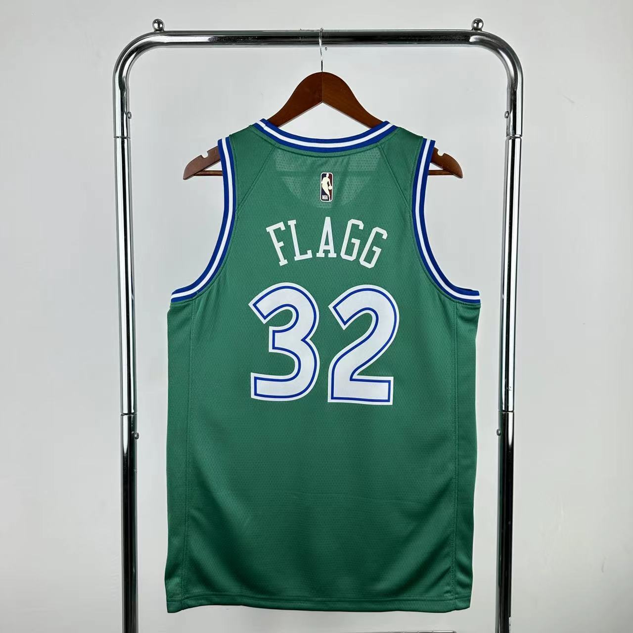 Dallas Mavericks 2025/26 green edition swingman jersey Cooper Flagg number 32 front and back view