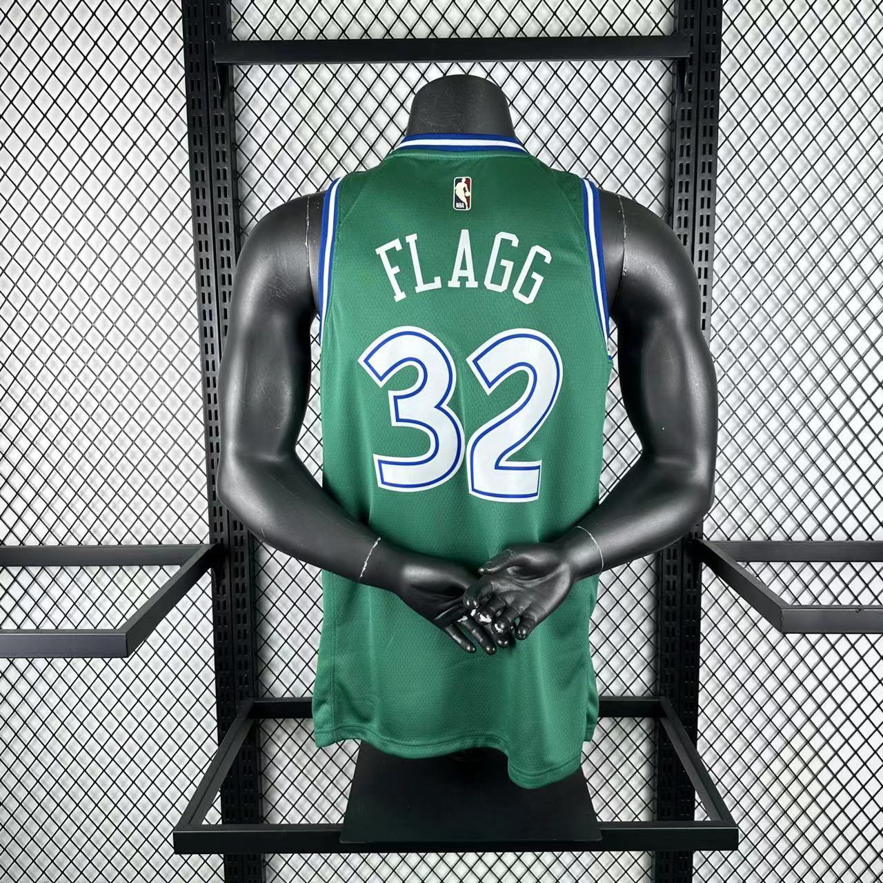 Dallas Mavericks 2025/26 green edition swingman jersey Cooper Flagg number 32 front and back view