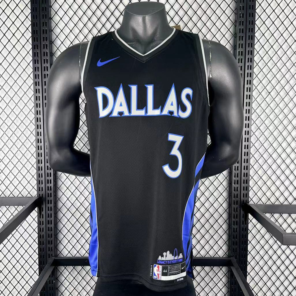 Dallas Mavericks City Edition Anthony Davis jersey black and blue number 3 front view