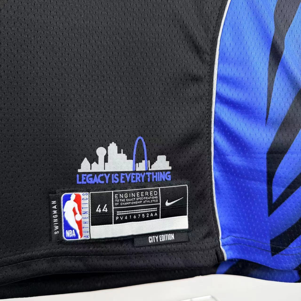 Dallas Mavericks City Edition Anthony Davis jersey black and blue number 3 back view
