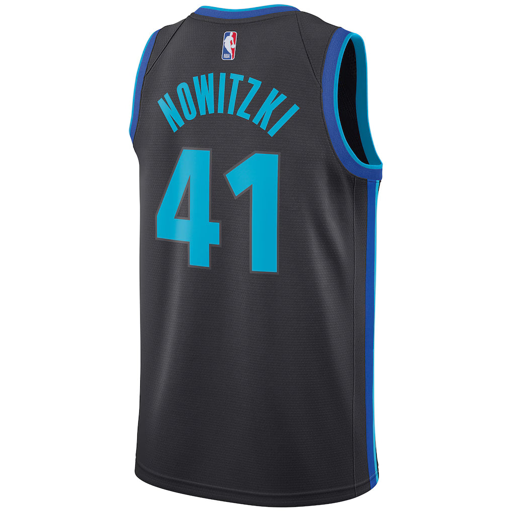 Dallas Mavericks Dirk Nowitzki 41 City Edition jersey black back view