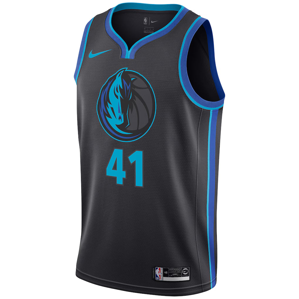 Dallas Mavericks Dirk Nowitzki 41 City Edition jersey black front view