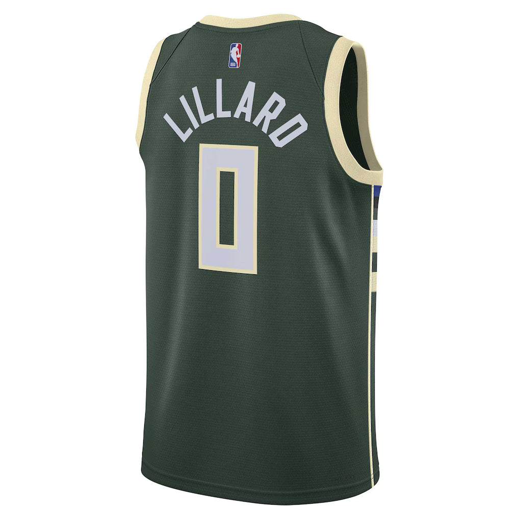 Damian Lillard Milwaukee Bucks Icon Edition Swingman Jersey back view