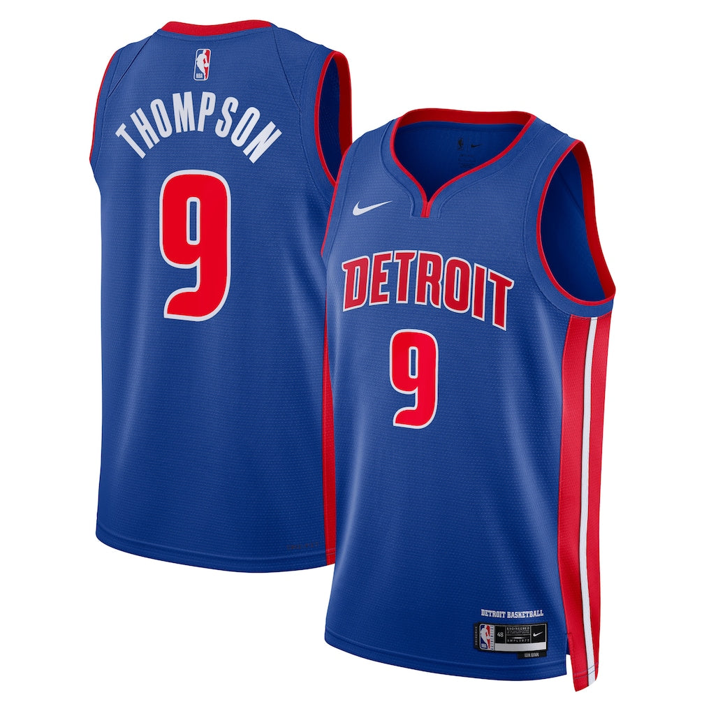 Detroit Pistons Ausar Thompson #9 Icon Edition Swingman Jersey front and back view