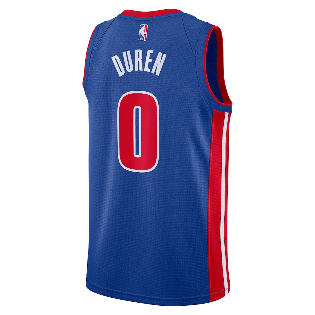 Detroit Pistons Jalen Duren #0 Icon Edition Swingman Jersey back view