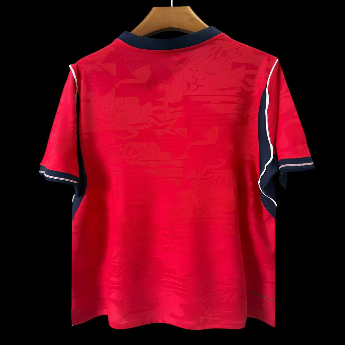 England 2026 World Cup away jersey red football shirt back view
