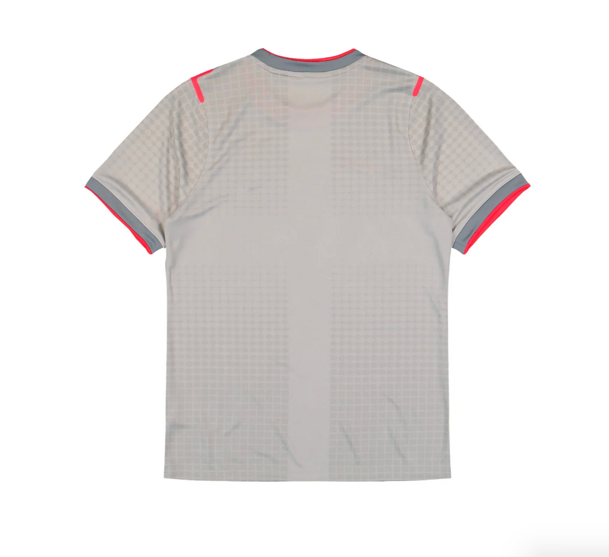England x Palace Pro Football Jersey 2026 back view with light grey base, tonal check pattern and bright pink trim