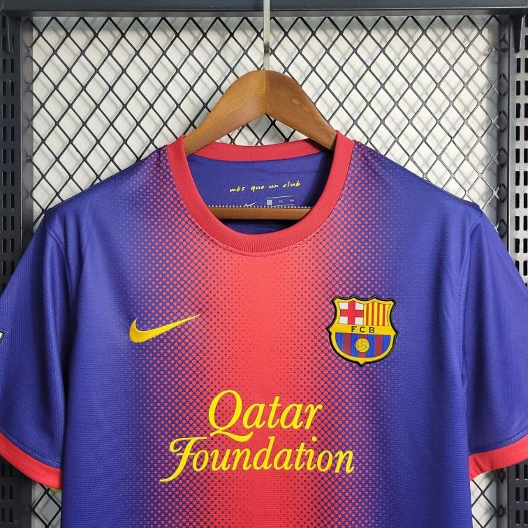 FC Barcelona crest detail on 2012 13 home jersey
