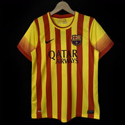 FC Barcelona 2013/14 away kit front view with yellow and red stripes