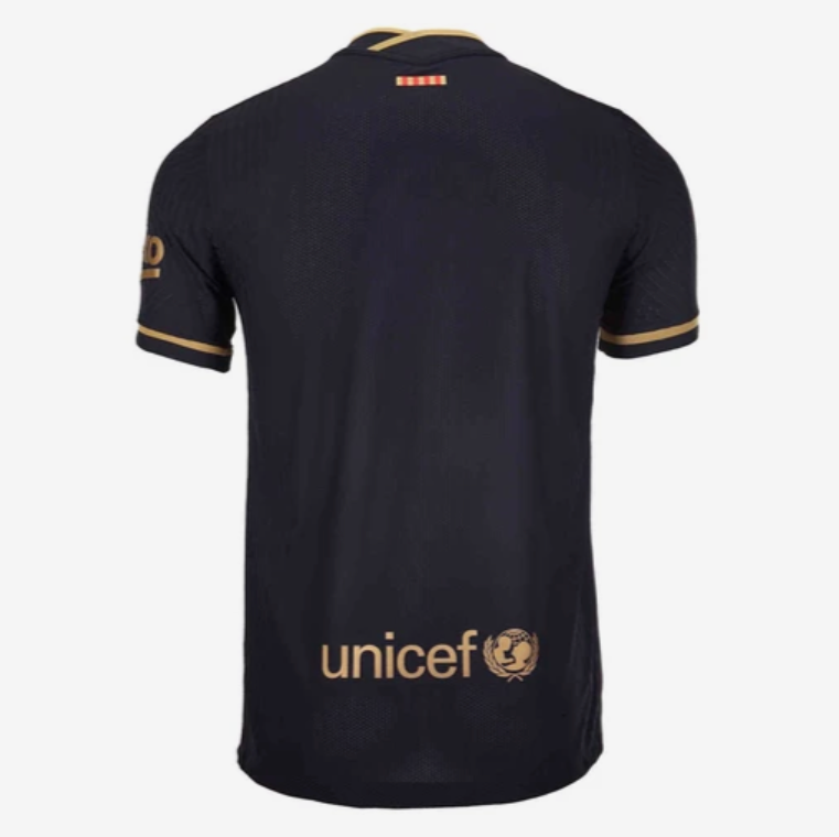 FC Barcelona Away Jersey 2020/21 back view with UNICEF logo and Catalan flag detail