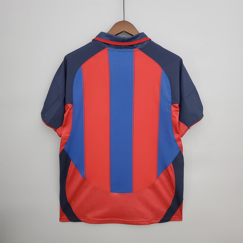 FC Barcelona Home Jersey 2003/04 back view with red and blue stripes