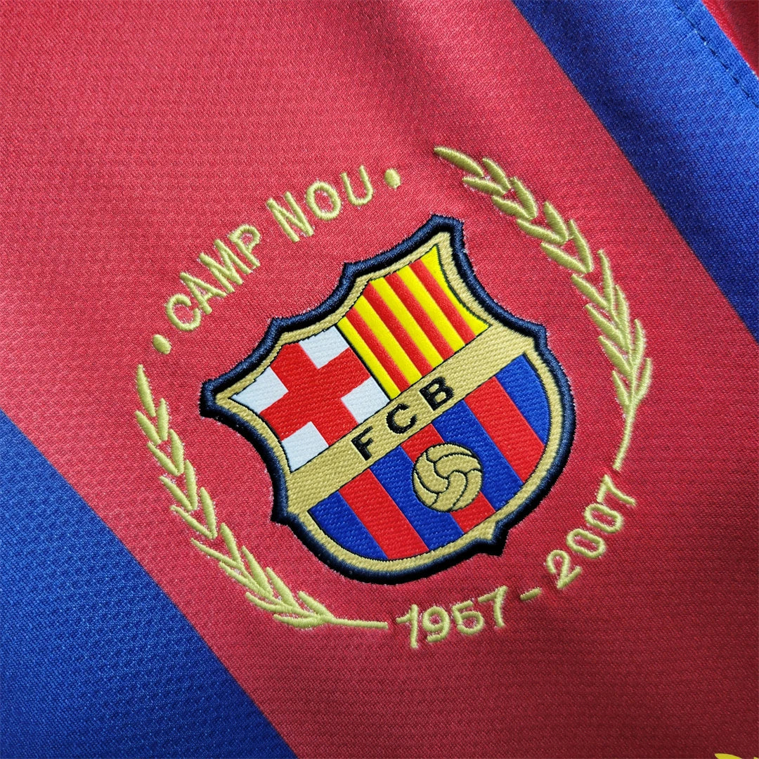 FC Barcelona Home Jersey 2007/08 Camp Nou anniversary crest detail