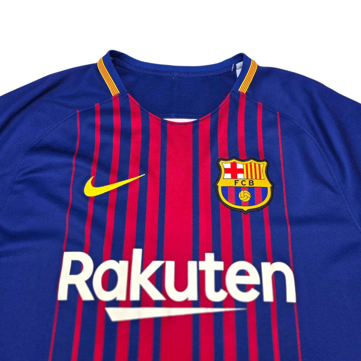 FC Barcelona Home Jersey 2017/18 upper front with striped design and Rakuten sponsor