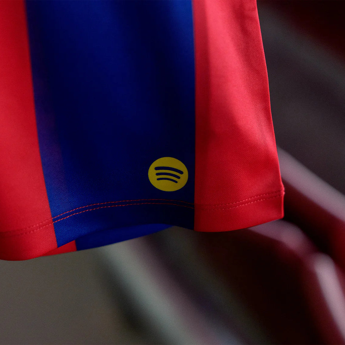 FC Barcelona x Olivia Rodrigo 2003/04 jersey front view with red and blue stripes