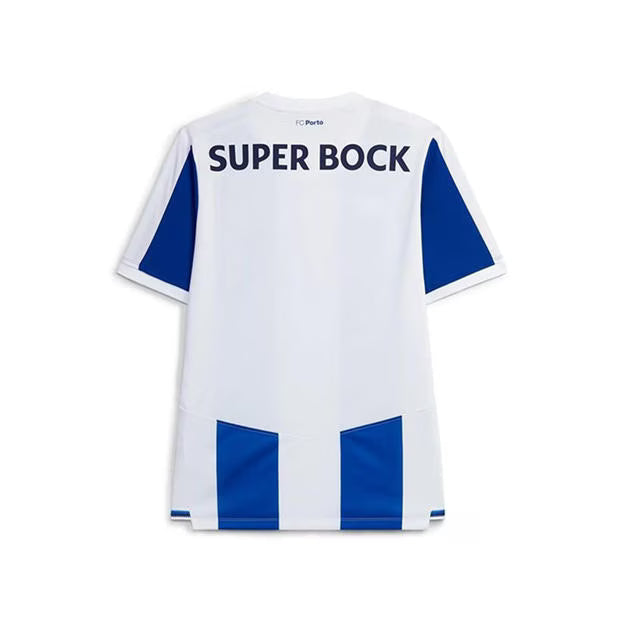 FC Porto Home Jersey 2026/27 back view with white design blue sleeves and Super Bock sponsor