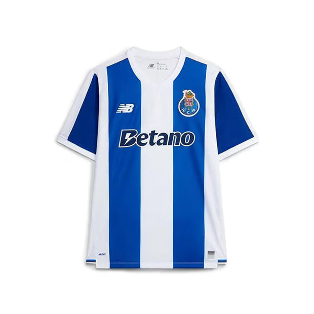 FC Porto Home Jersey 2026/27 front view with blue and white stripes and Betano sponsor