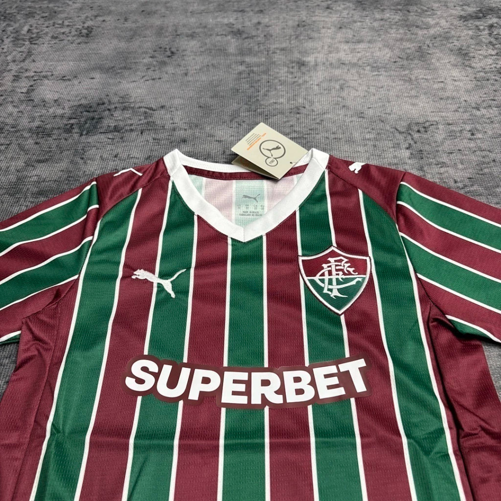 Fluminense Home Jersey 2026 Kids Set shorts detail with Fluminense crest and Puma logo
