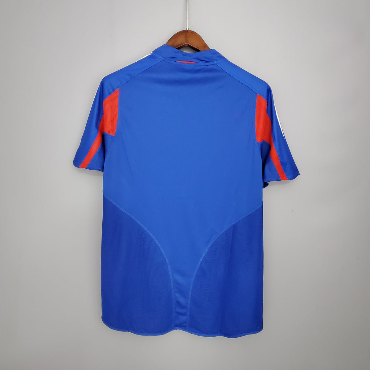 France Home Jersey 2004 back view in royal blue with red shoulder accents
