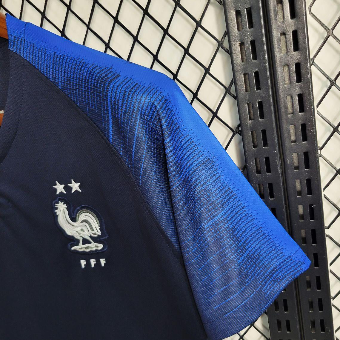 France national team crest on 2018 home jersey
