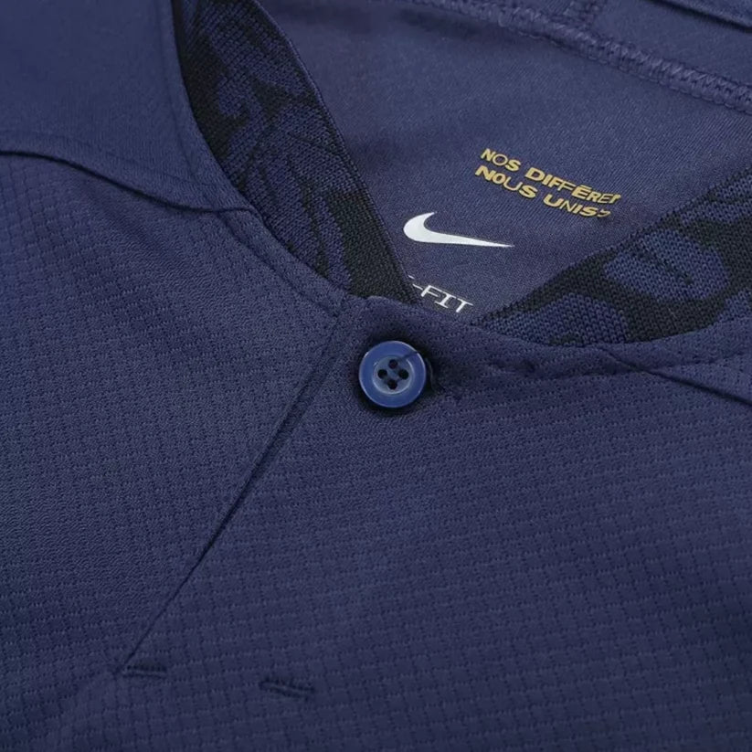 France Home Jersey 2022 sleeve and collar detail with tonal patterned trim