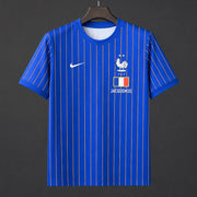 France x Jacquemus Special Edition Jersey 2006 front view in royal blue with thin vertical stripes, national crest and special edition chest detail