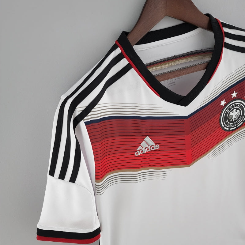 Germany 2014 Home Retro Football Jersey front view side
