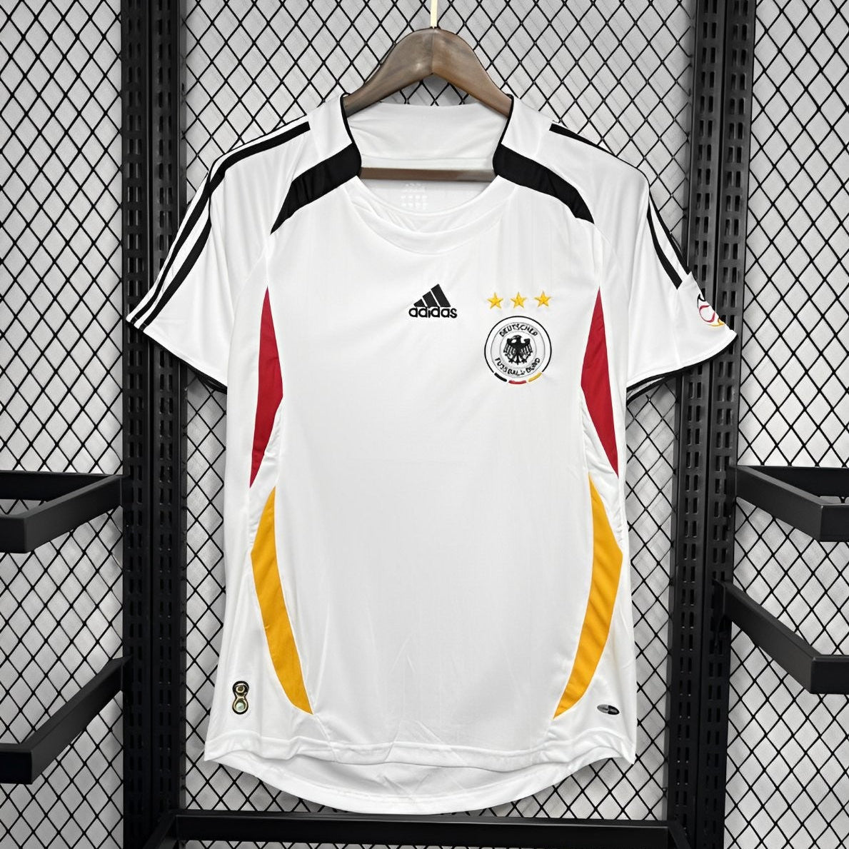 Germany Home Jersey 2006 front view with white design and black red and gold details