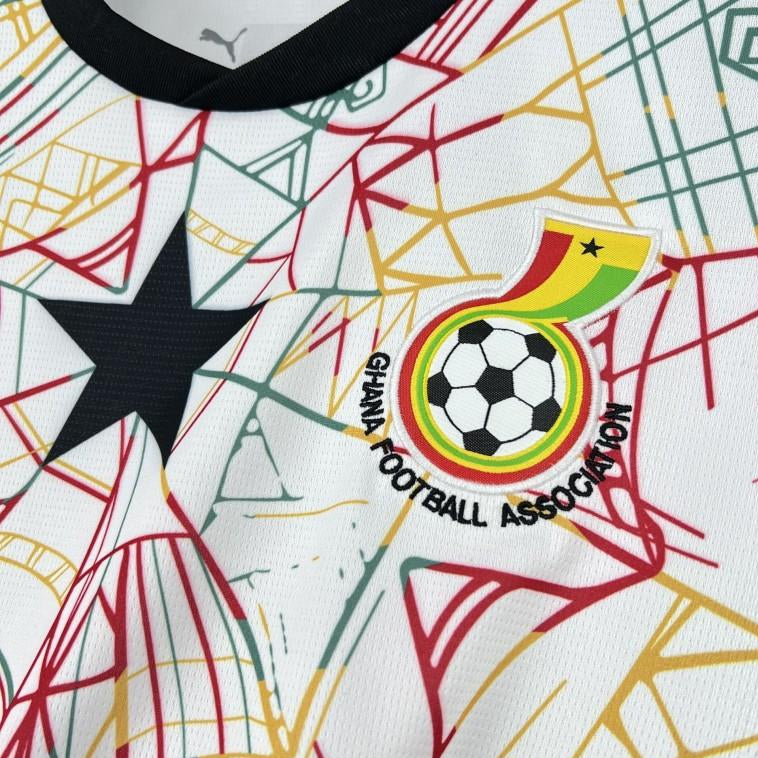 Ghana 2026 World Cup home jersey white football shirt details view
