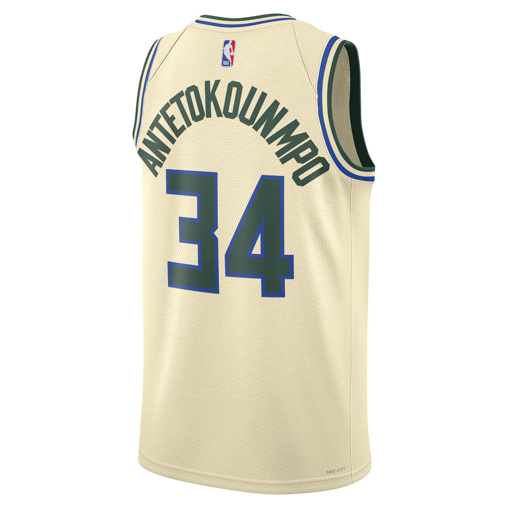 Giannis Antetokounmpo Milwaukee Bucks City Edition Swingman Jersey back view