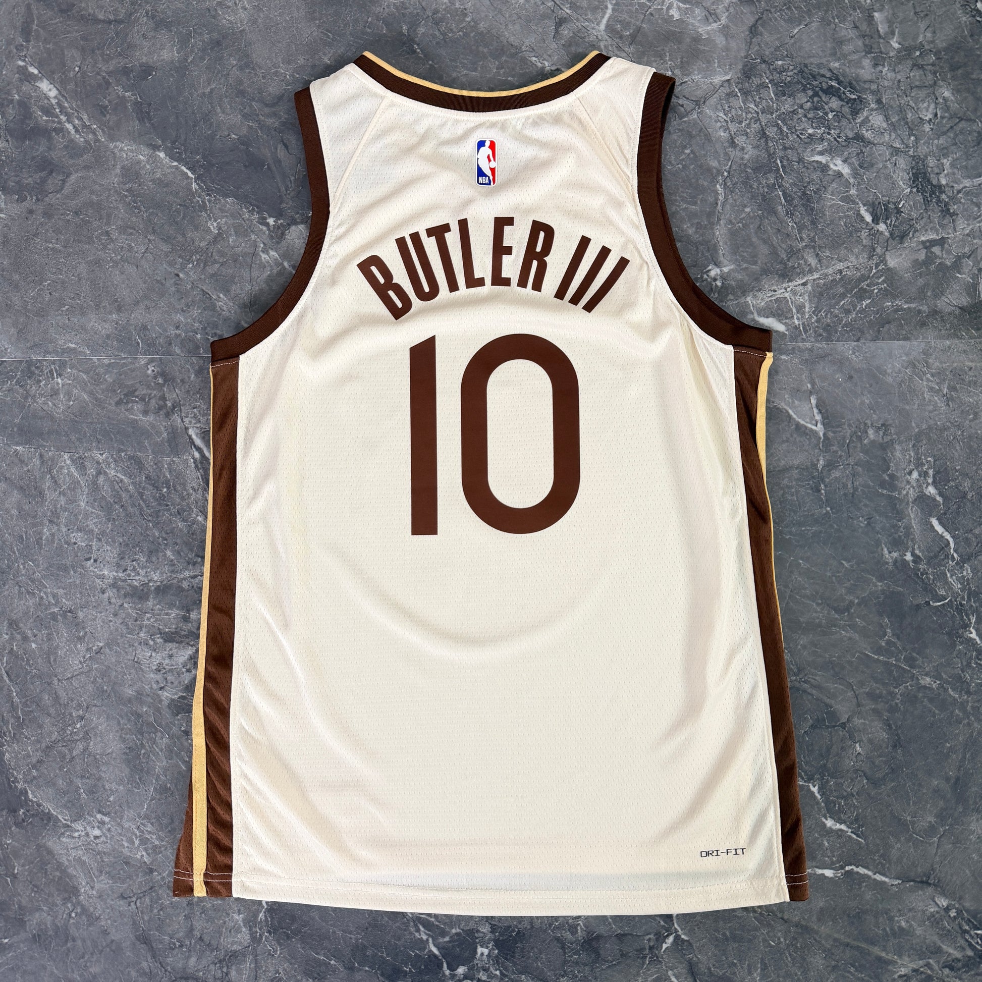 Golden State Warriors 2025/26 City Edition Jimmy Butler jersey tan brown The Town design back view