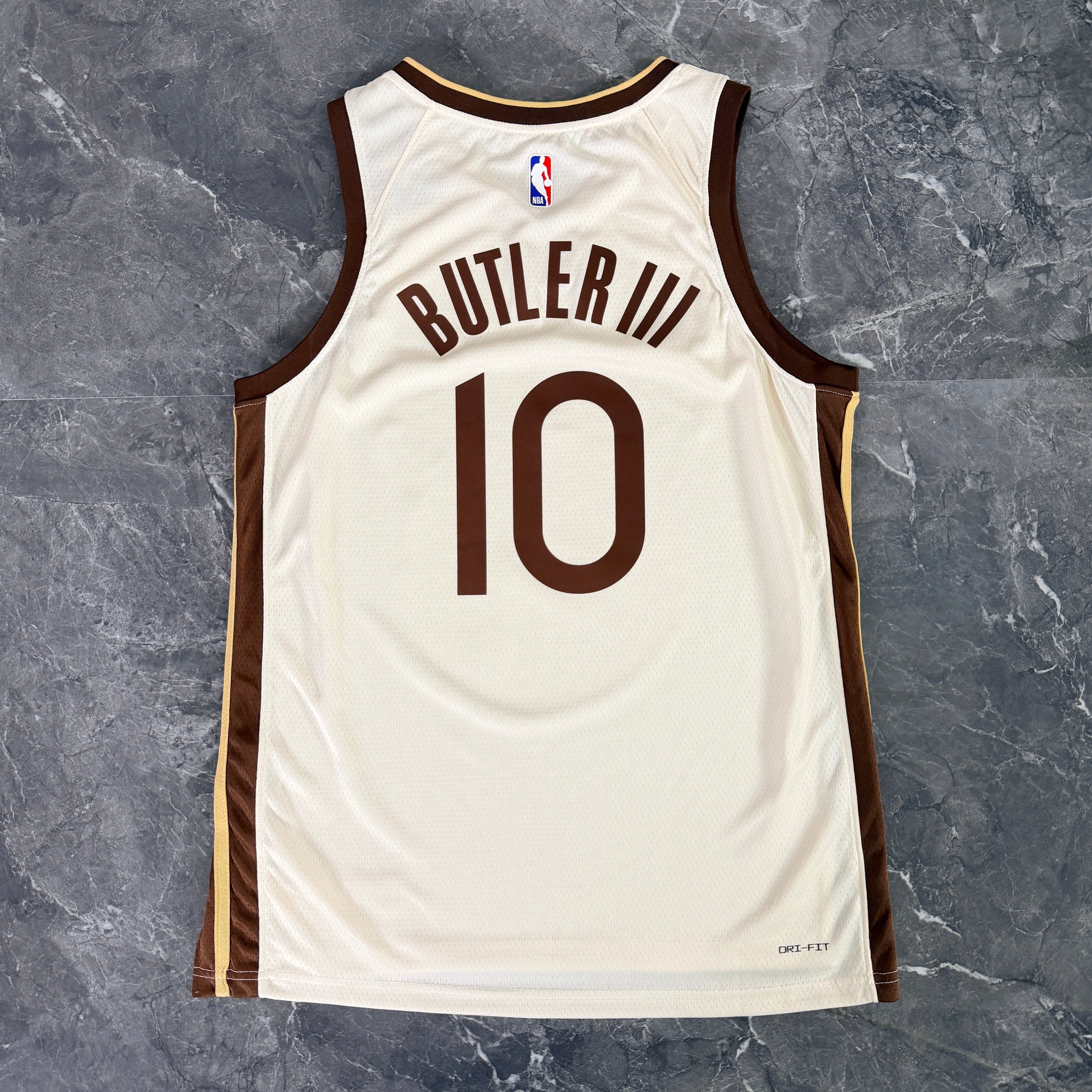 Golden State Warriors 2025/26 City Edition Jimmy Butler jersey tan brown The Town design back view