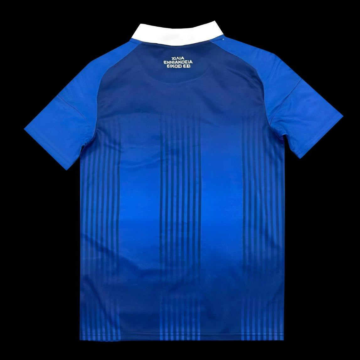 Greece 2026 away blue jersey back view with gradient design
