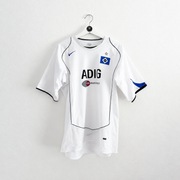 Hamburger SV Home Jersey 2004/05 front view in white with black piping and ADIG sponsor