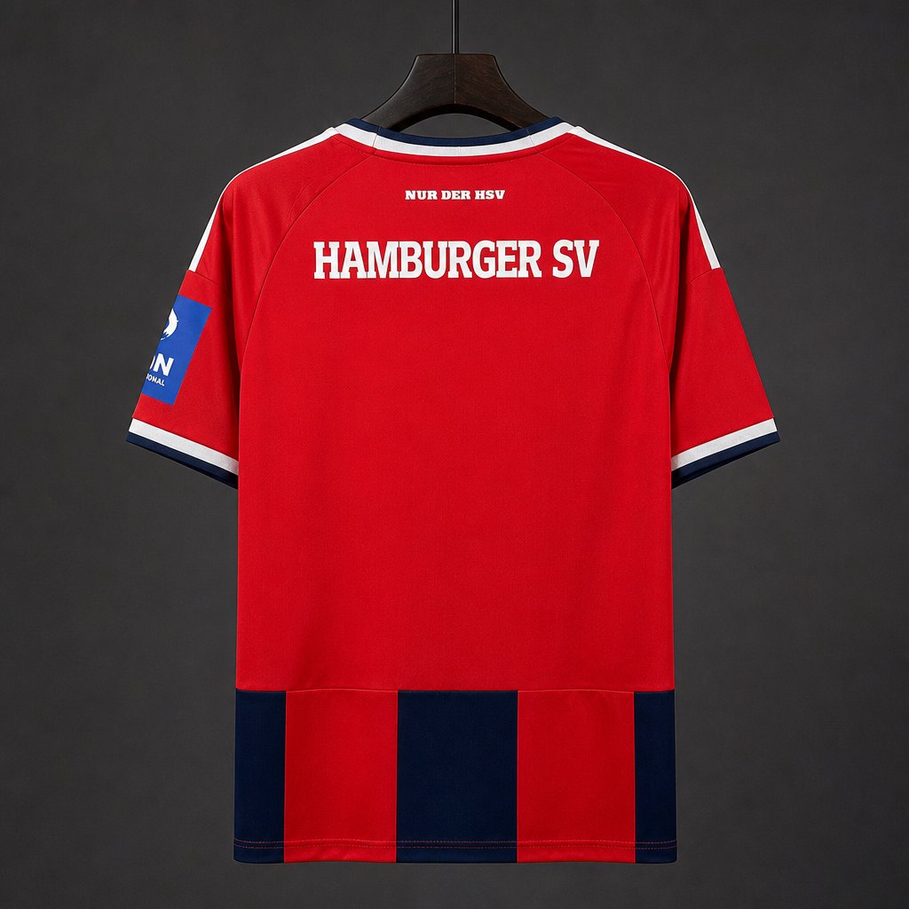 Hamburger SV Third Jersey 2026/27 back view in red with Hamburger SV lettering