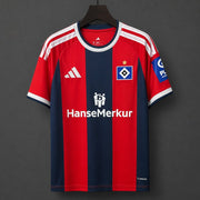 Hamburger SV Third Jersey 2026/27 front view with red and navy vertical stripes