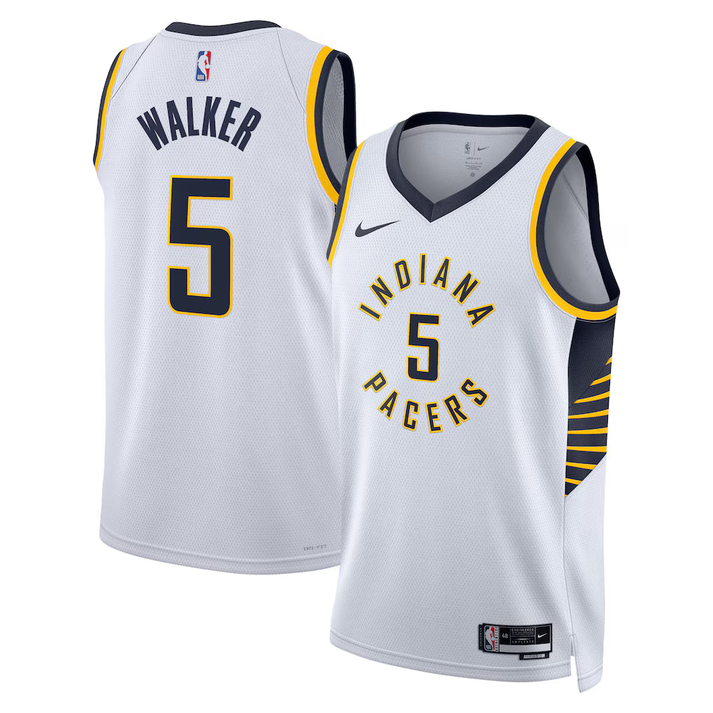 Indiana Pacers Jarace Walker #5 Association Edition Swingman Jersey front and back view
