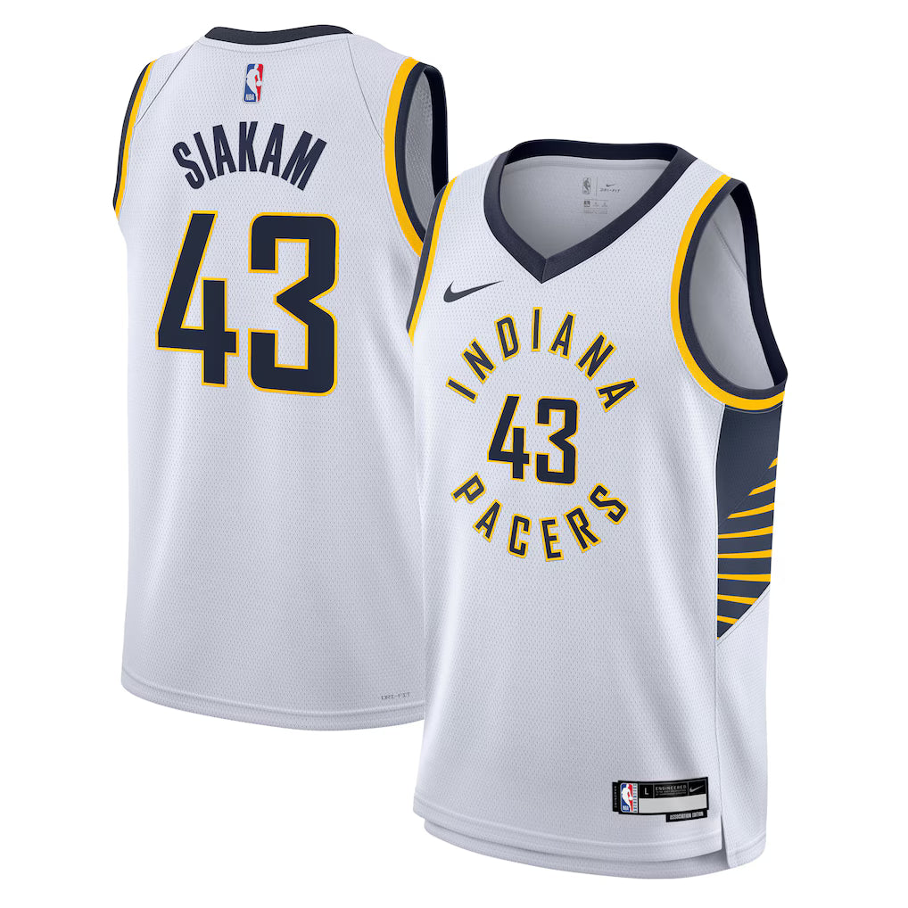 Indiana Pacers Pascal Siakam #43 Association Edition Swingman Jersey front and back view