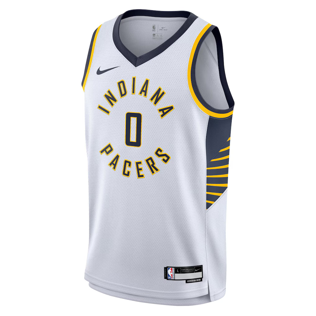 Indiana Pacers Tyrese Haliburton #0 Association Edition Swingman Jersey front view