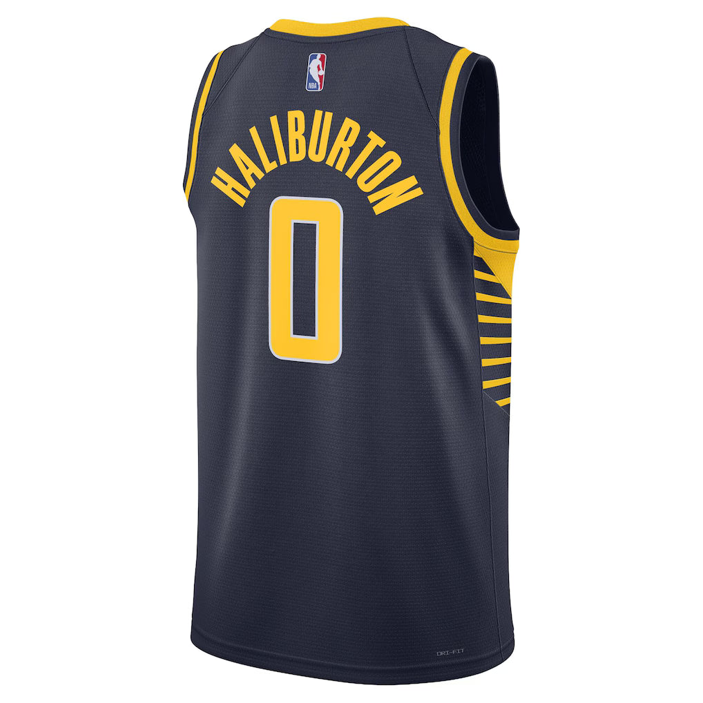 Indiana Pacers Tyrese Haliburton #0 Icon Edition Swingman Jersey back view