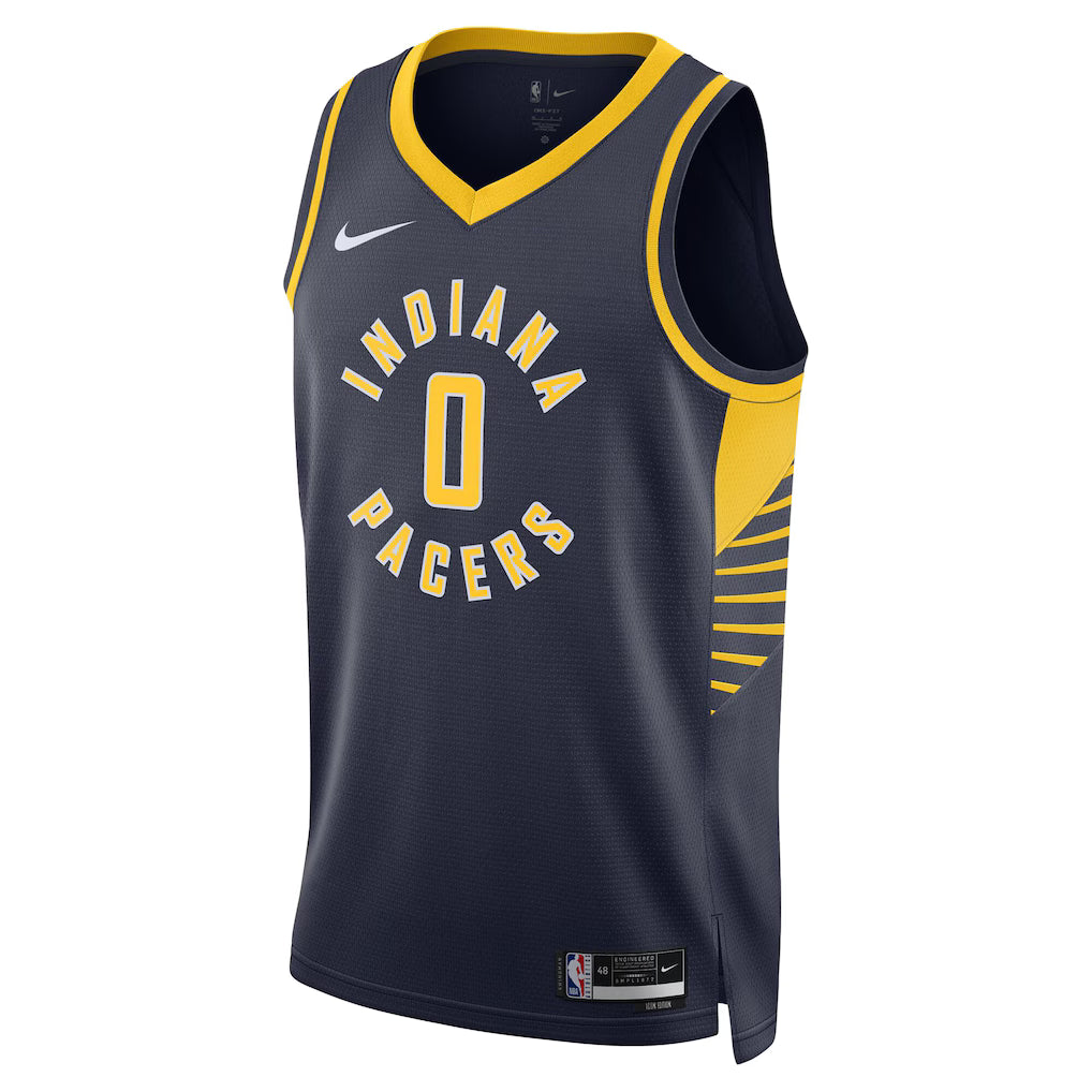 Indiana Pacers Tyrese Haliburton #0 Icon Edition Swingman Jersey front view