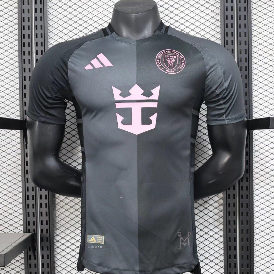 Inter Miami 2025/26 away jersey black pink football shirt front view
