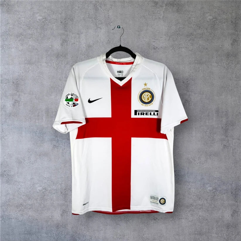 Inter Milan Away Jersey 2007/08 front view with red cross design and club crest