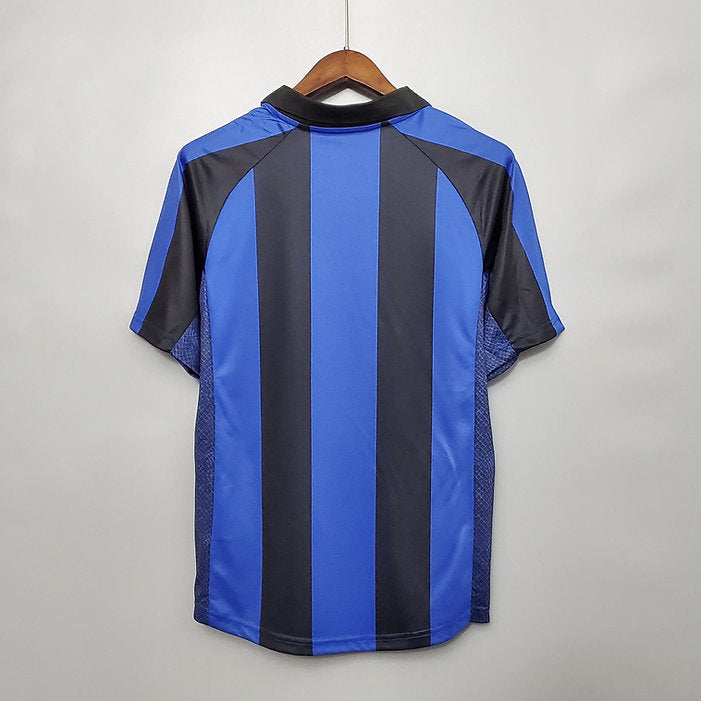 Inter Milan Home Jersey 2001/02 back view with black and blue vertical stripes