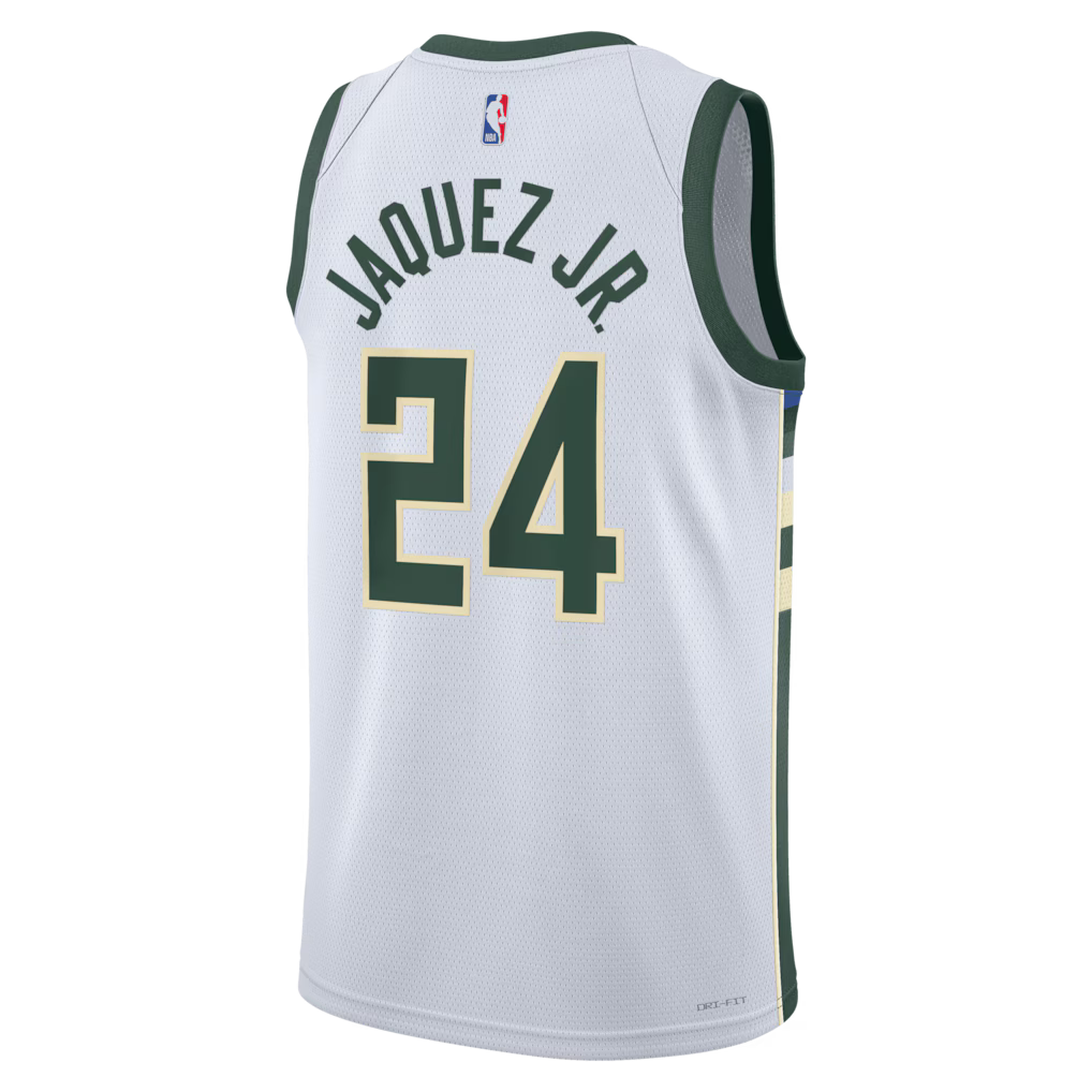 Jaime Jaquez Jr. Milwaukee Bucks Association Edition Swingman Jersey back view