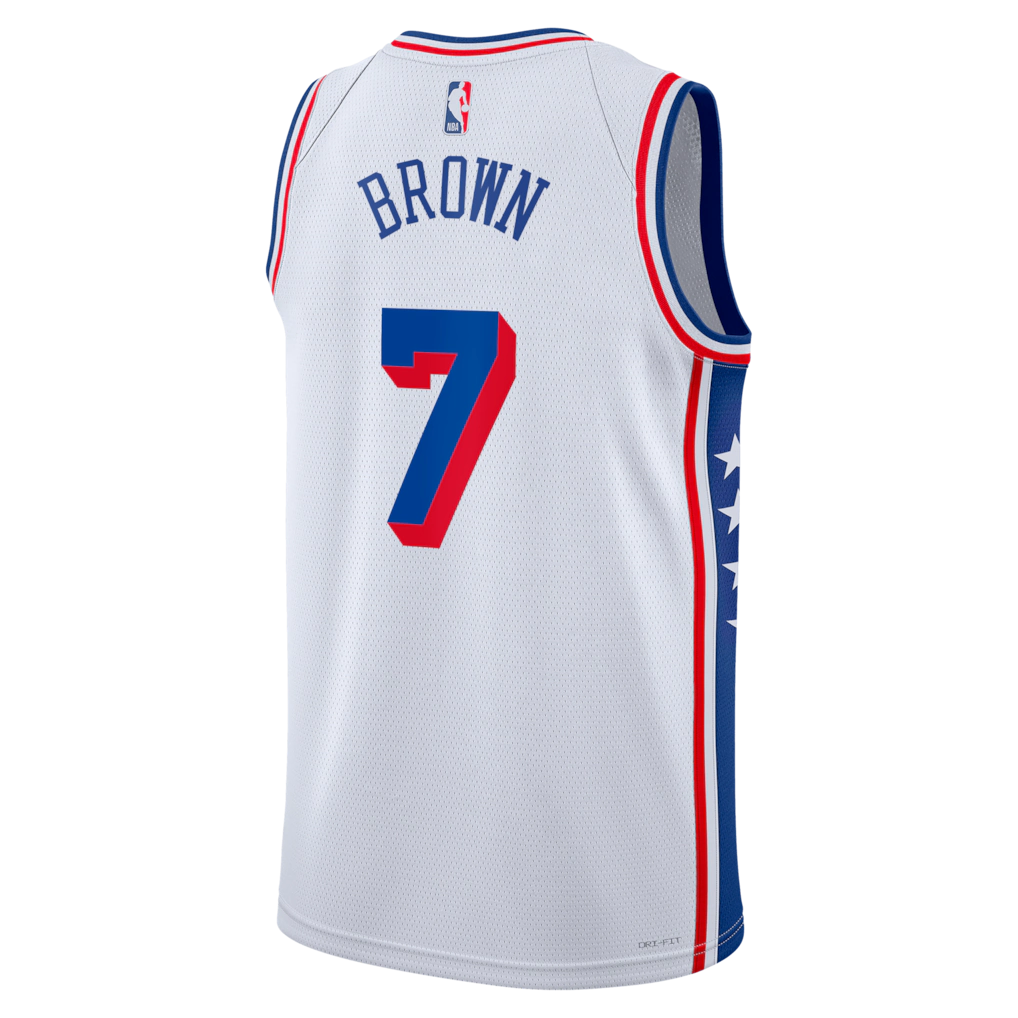 Jaylen Brown Philadelphia 76ers Association Edition Swingman Jersey back view