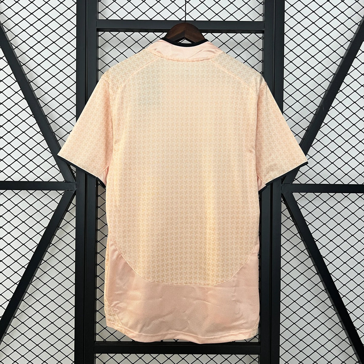 Juventus Away Jersey 2003/04 back view in pale pink with subtle all-over pattern