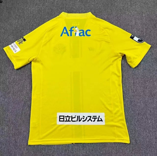 Kashiwa Reysol Home Jersey 2026/27 back view in bright yellow with sponsor graphics and clean club detailing